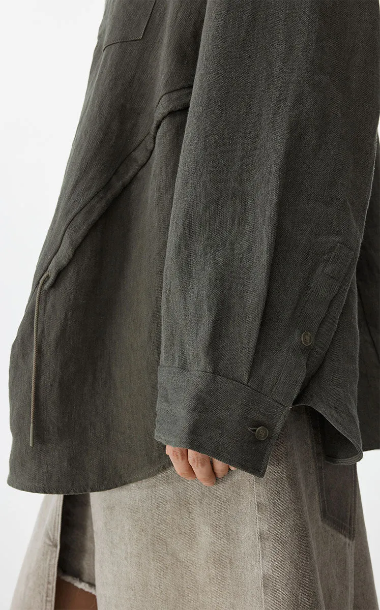 Shirt / JNBY Drawstring Oversized Hemp Shirt