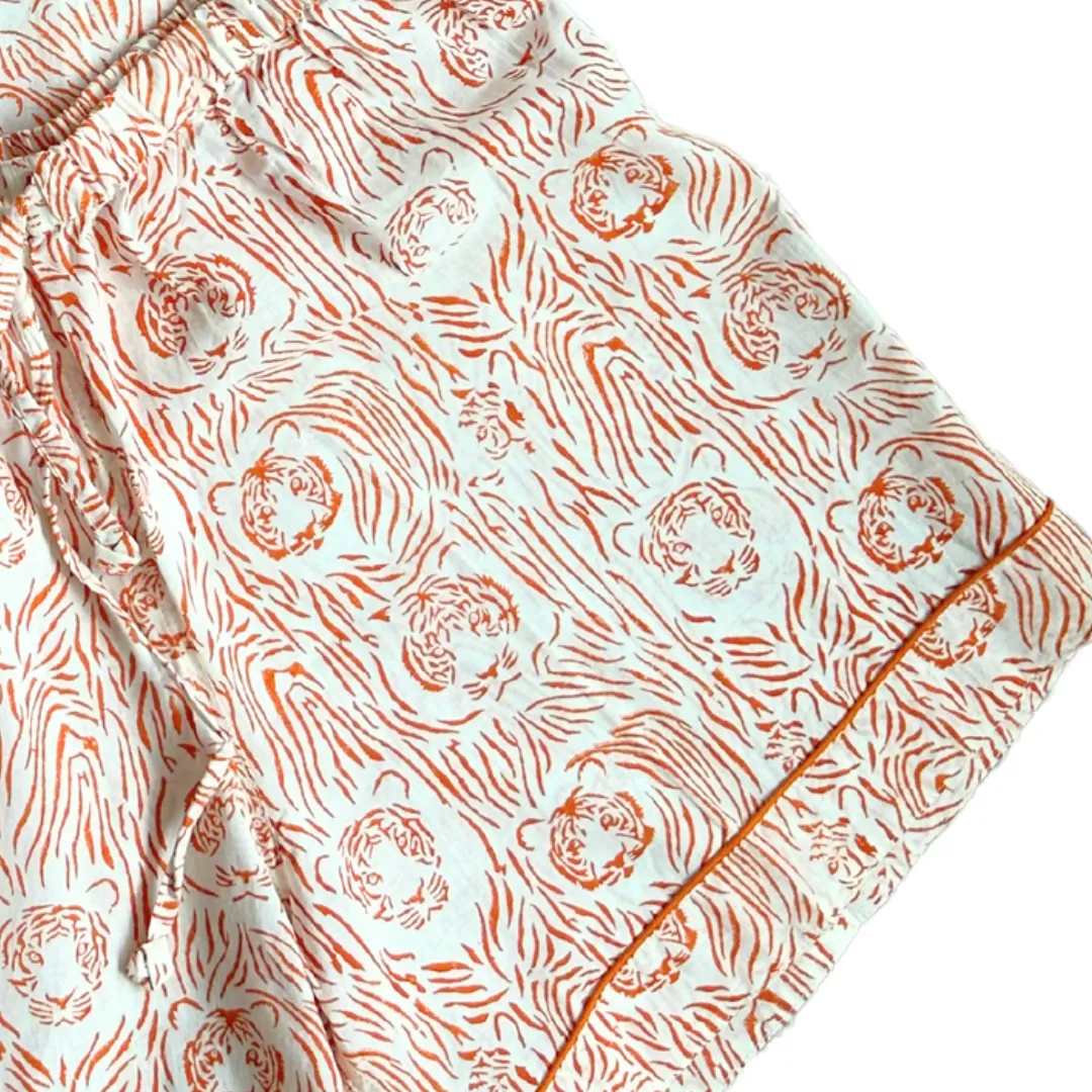 Short Pajama Sets - Orange Tiger Stripe