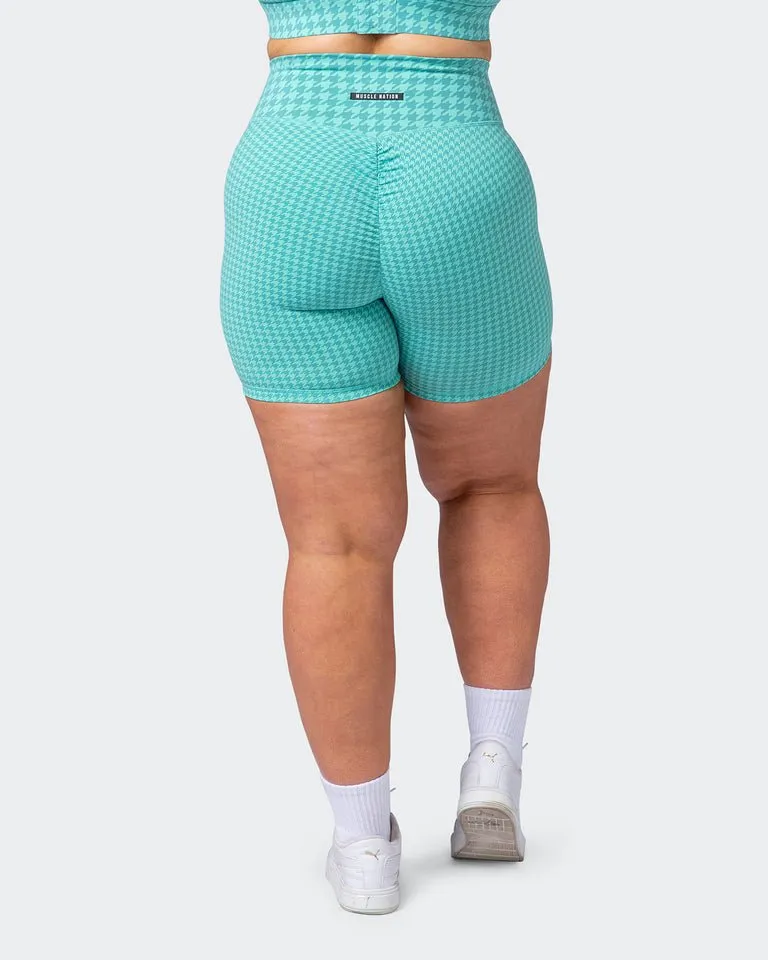 Signature Scrunch Bike Shorts Cascade Houndstooth Print