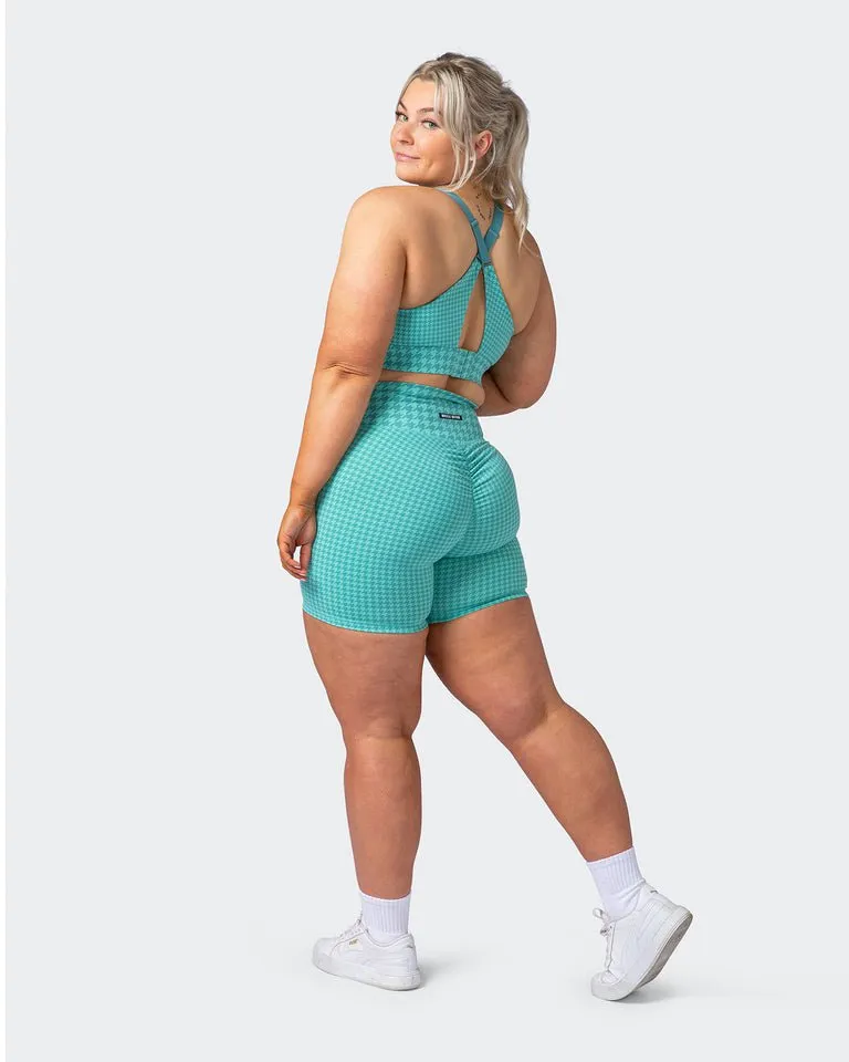 Signature Scrunch Bike Shorts Cascade Houndstooth Print