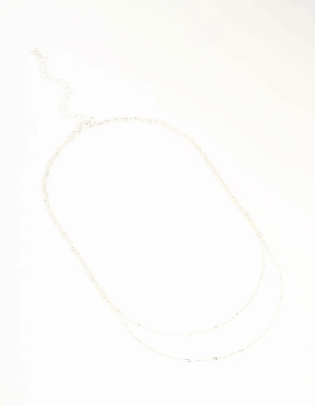 Silver Rope Layered Chain Necklace