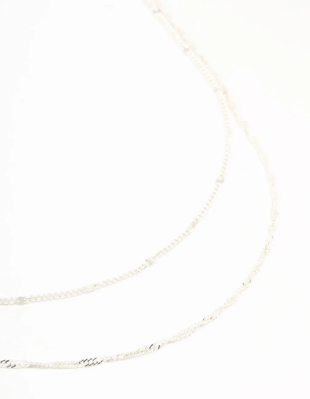 Silver Rope Layered Chain Necklace