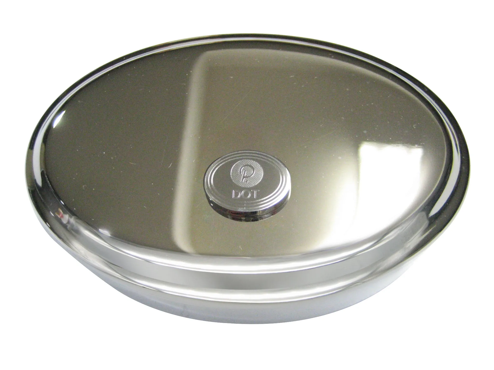 Silver Toned Oval Etched Polkadot Coin Cryptocurrency Blockchain Oval Trinket Jewelry Box