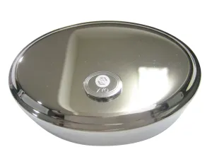Silver Toned Oval Pendant Etched XYO Coin Cryptocurrency Blockchain Oval Trinket Jewelry Box