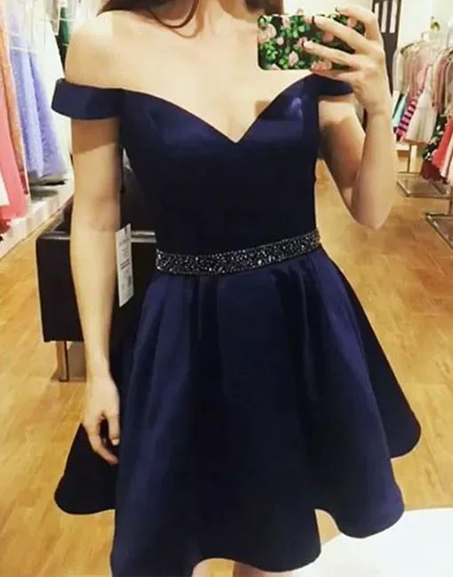 Simple Off Shoulder Red Short Cheap Homecoming Dresses 2018, BDY0233