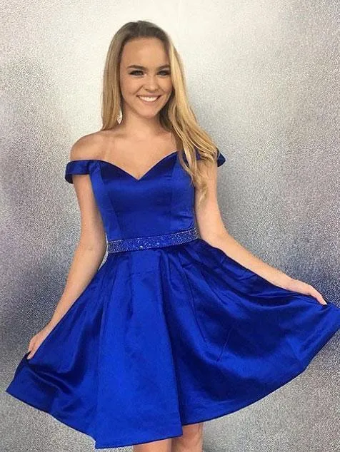 Simple Off Shoulder Red Short Cheap Homecoming Dresses 2018, BDY0233