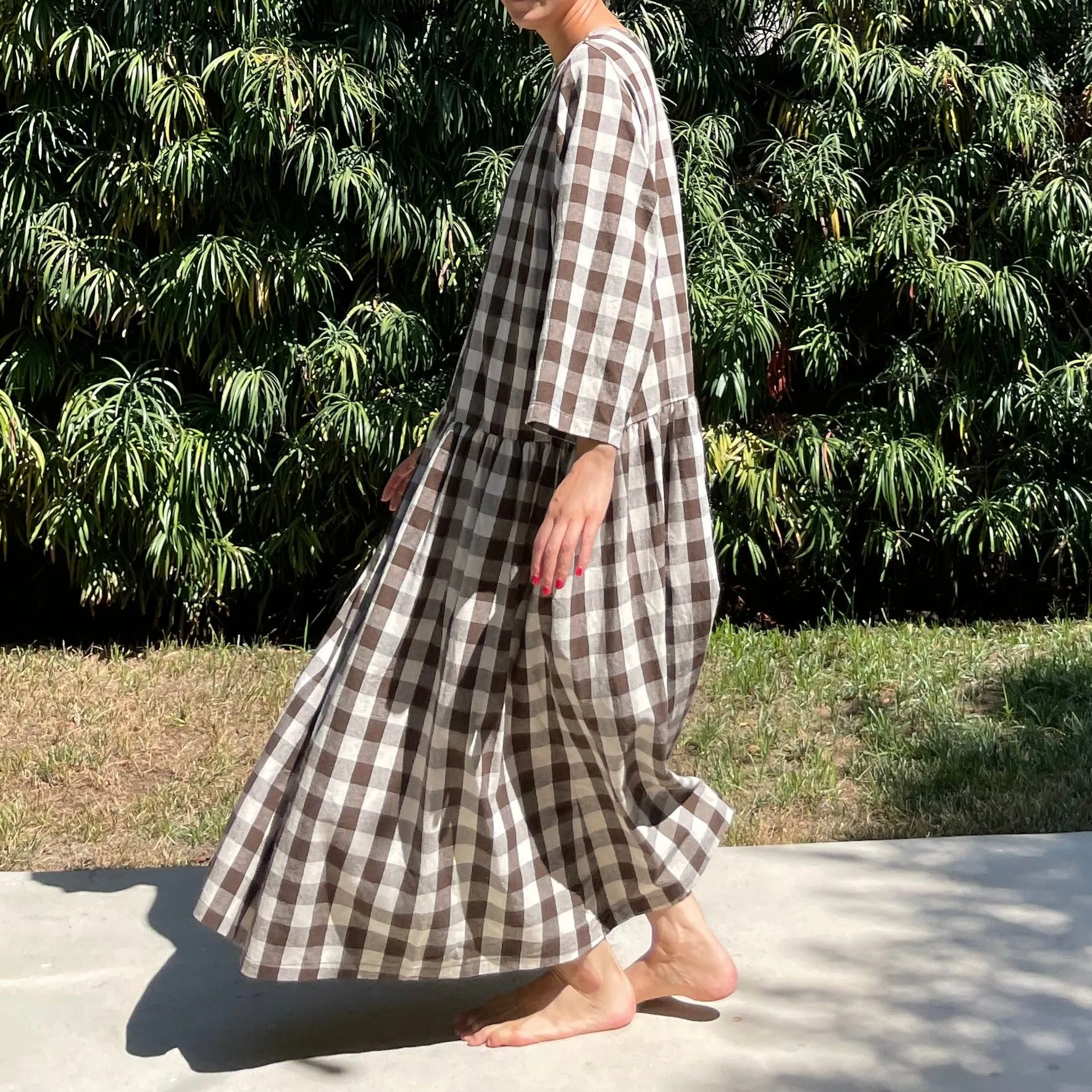 Sister Dress 2022 Brown Big Gingham