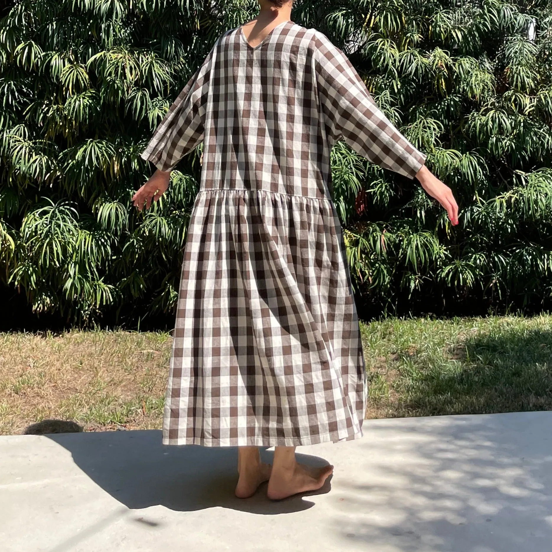 Sister Dress 2022 Brown Big Gingham