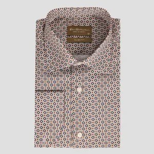 Slim Fit Cotton Shirt - Chain Pattern-Turkish Made