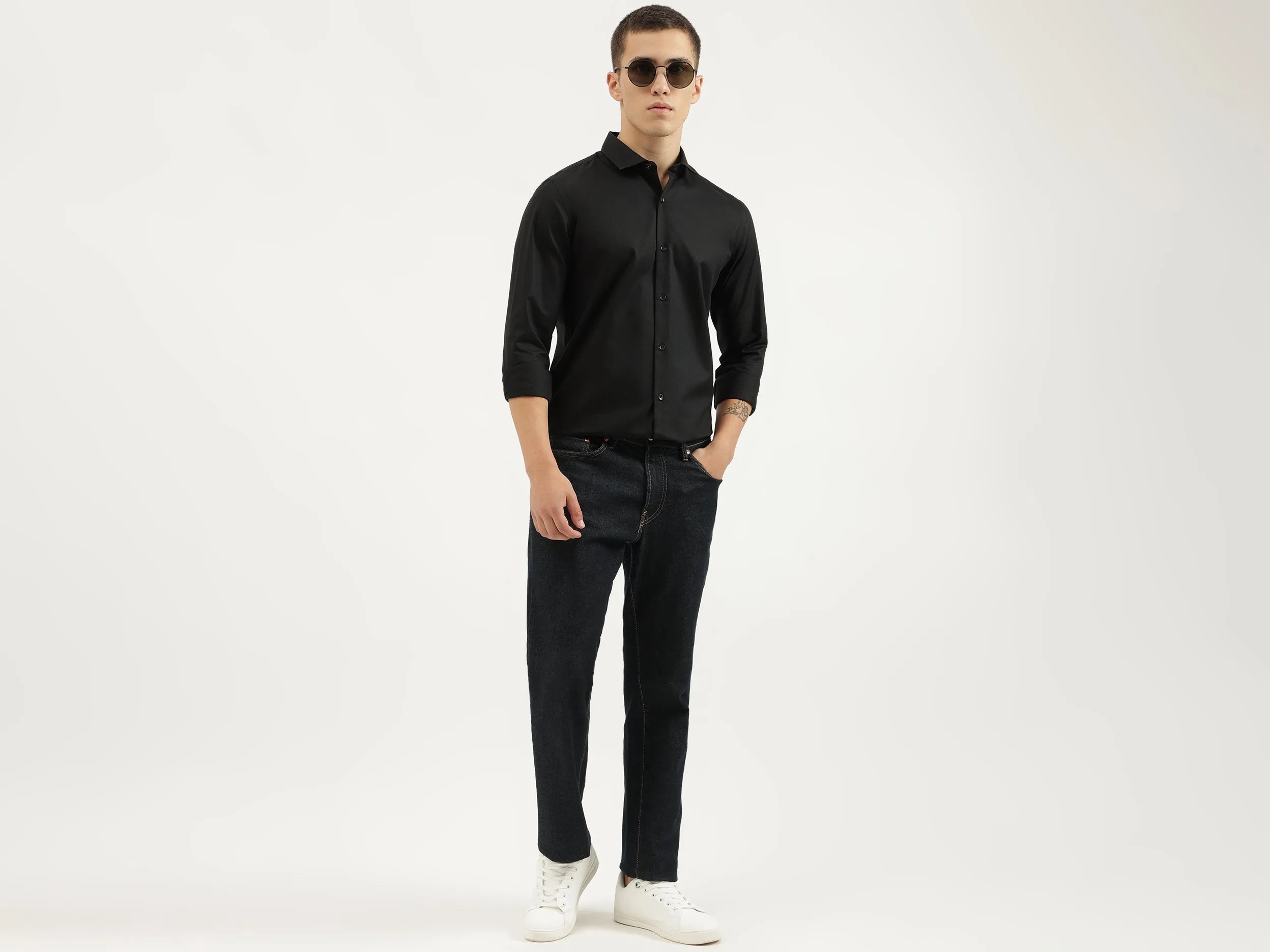 Slim Fit Cut Away Collar Solid Shirts