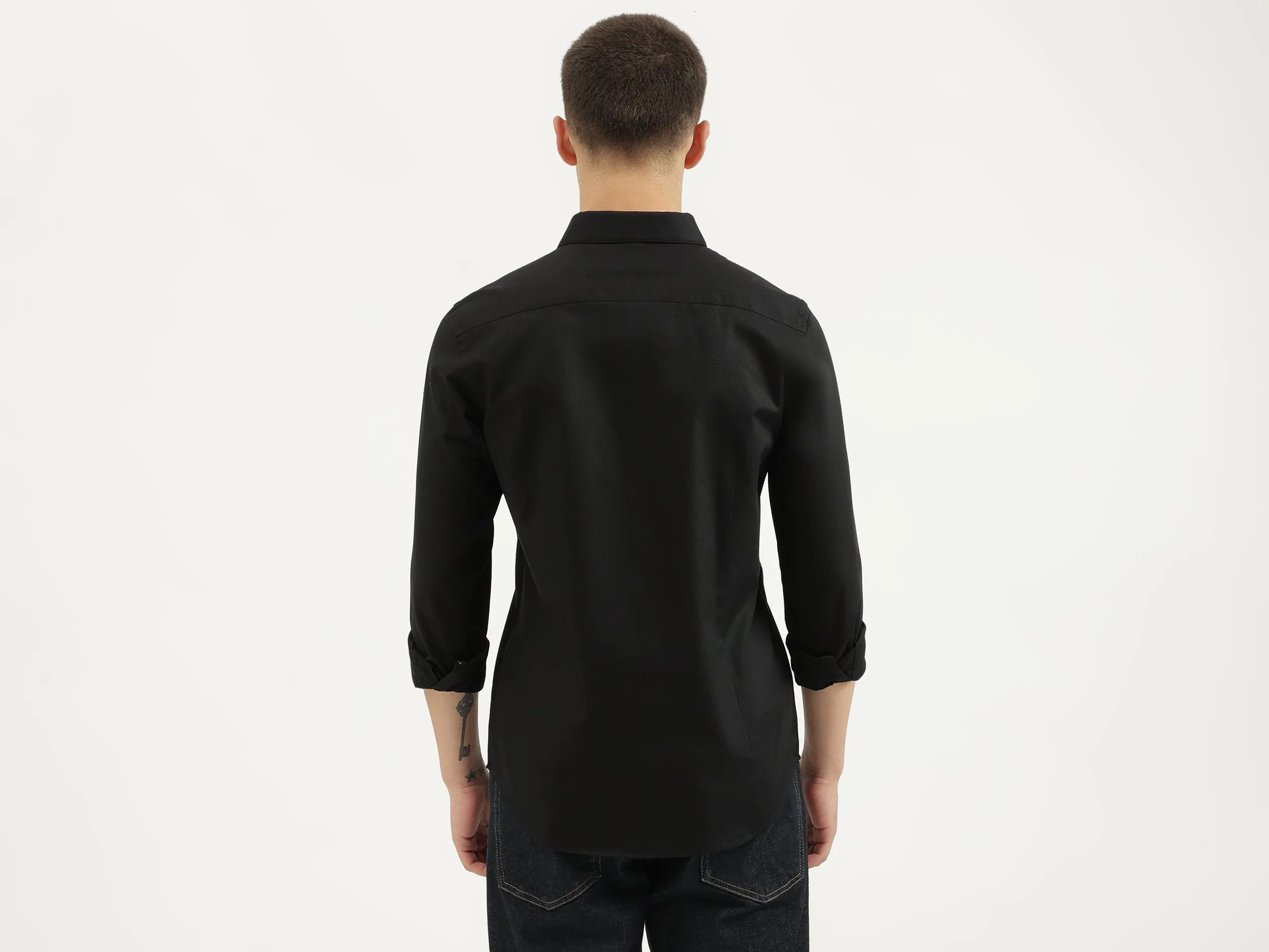 Slim Fit Cut Away Collar Solid Shirts