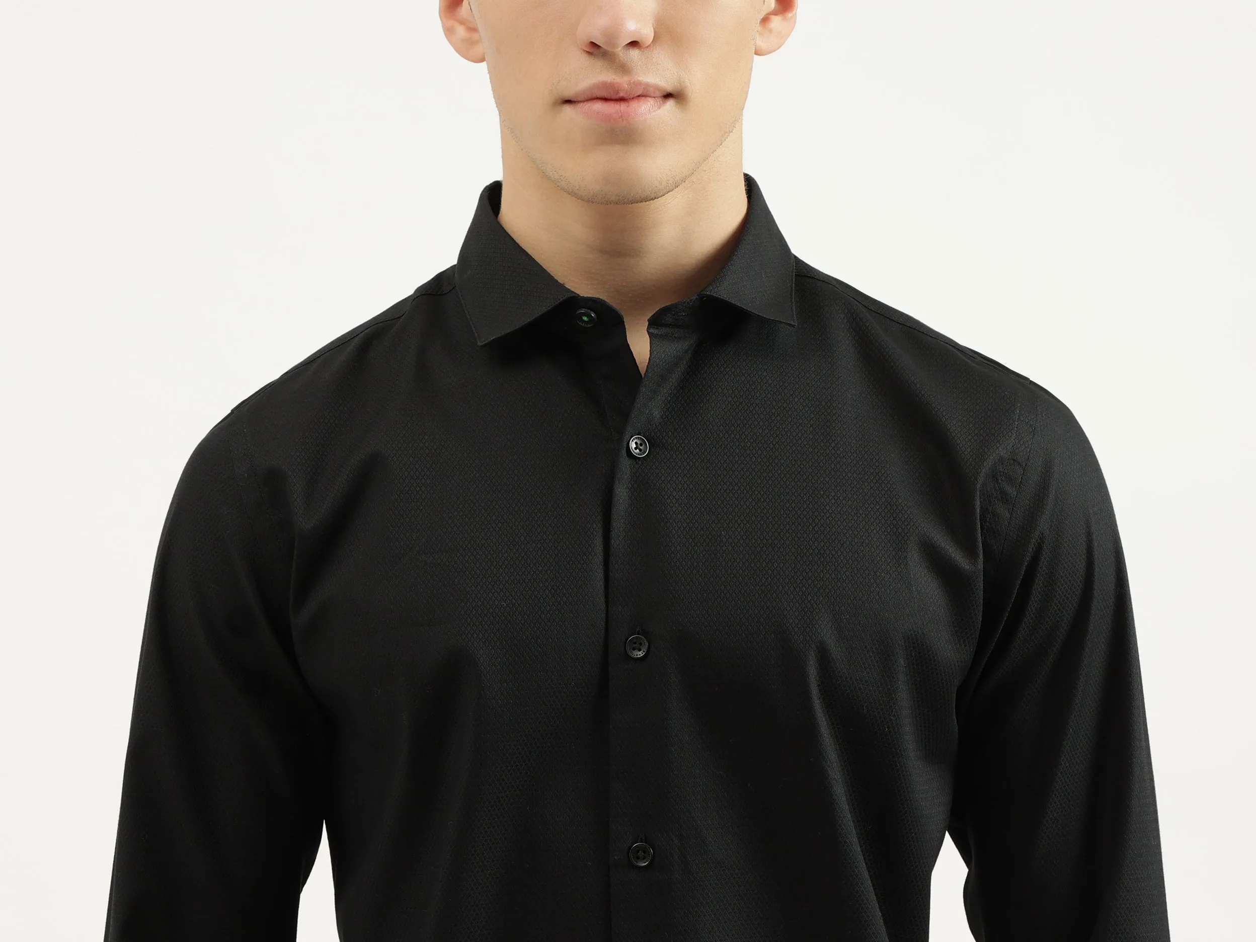 Slim Fit Cut Away Collar Solid Shirts