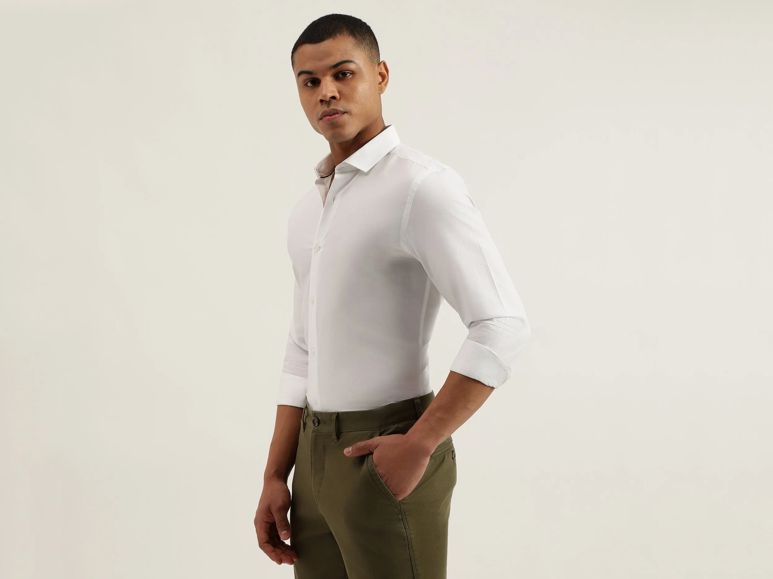 Slim Fit Cut Away Solid Shirts