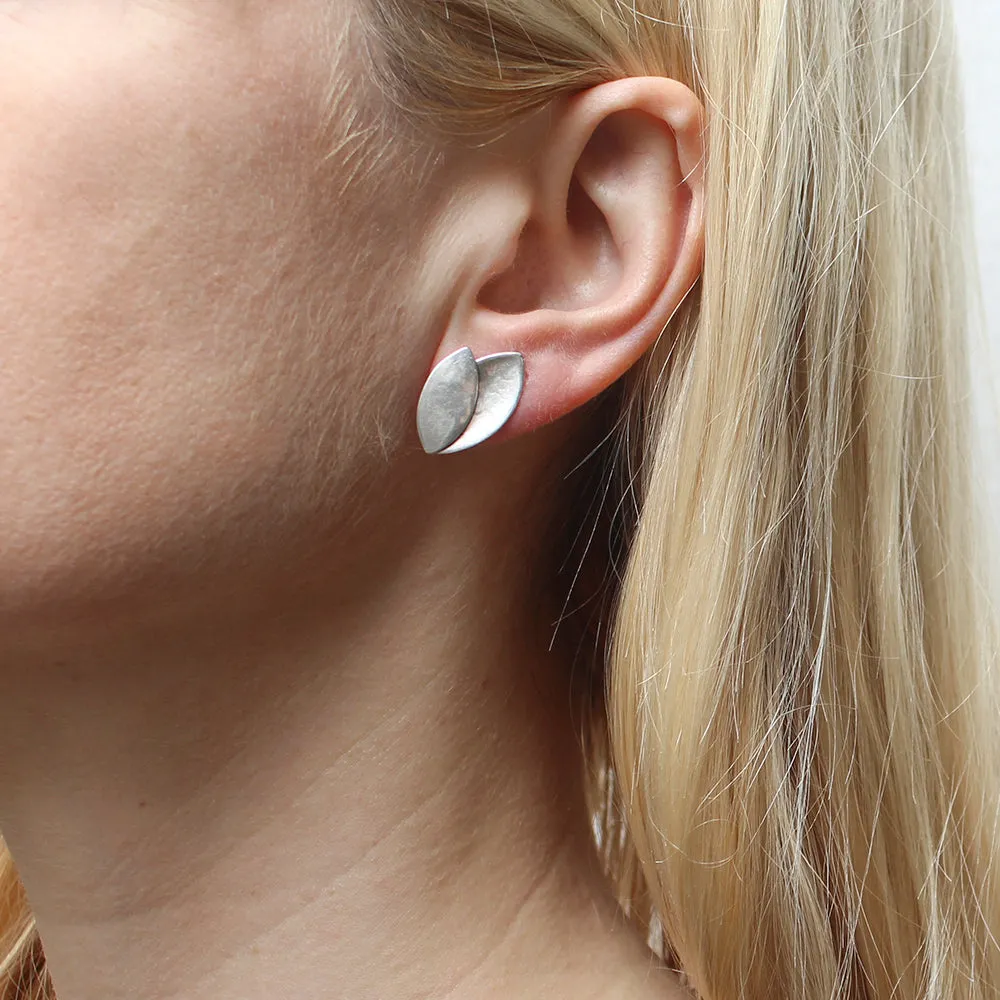 Small Layered Leaves Post Earrings