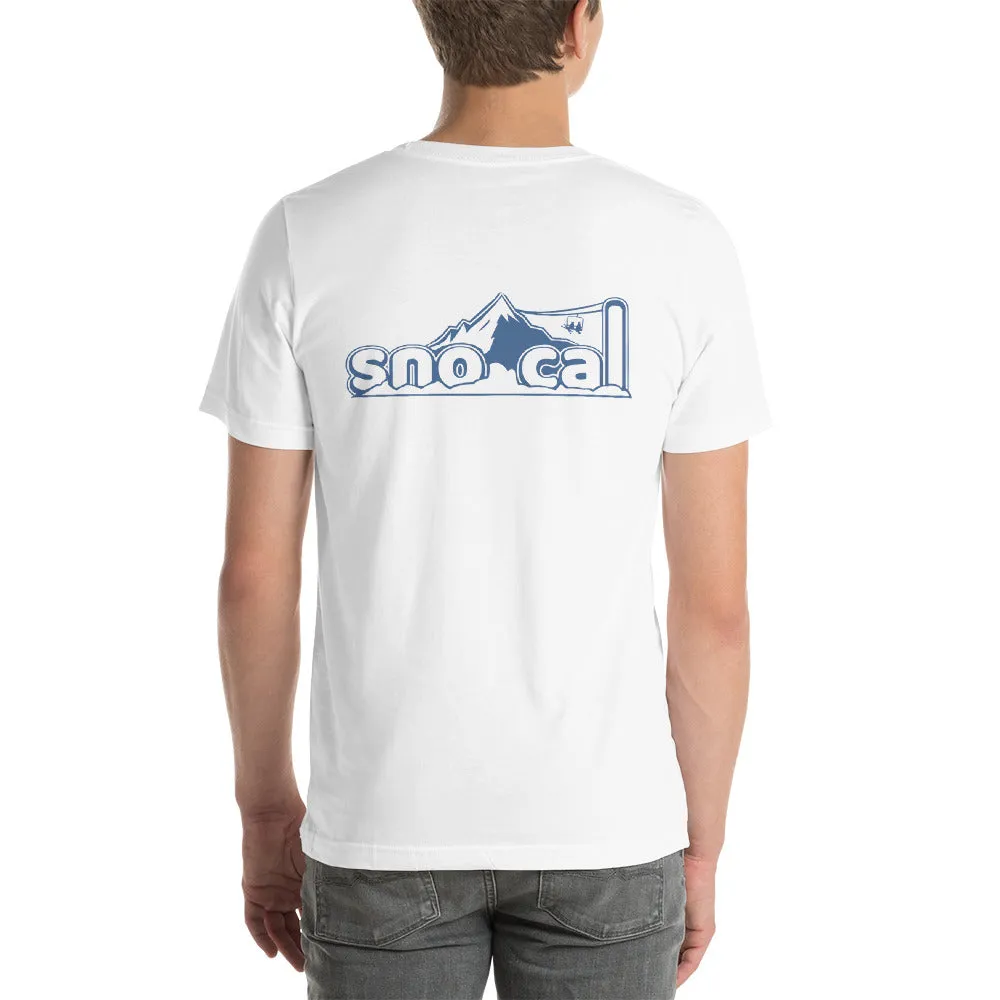 Sno Cal™ Short-Sleeve Unisex T-Shirt blue & white lettering logo
