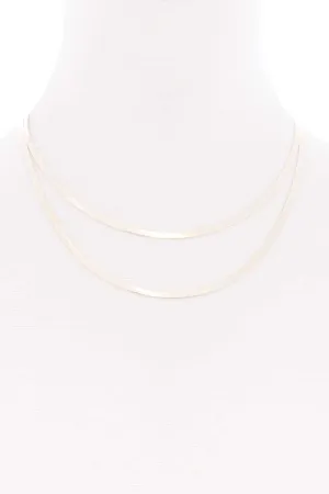 Sodajo 2 Layered Herringbone Metal Chain Necklace
