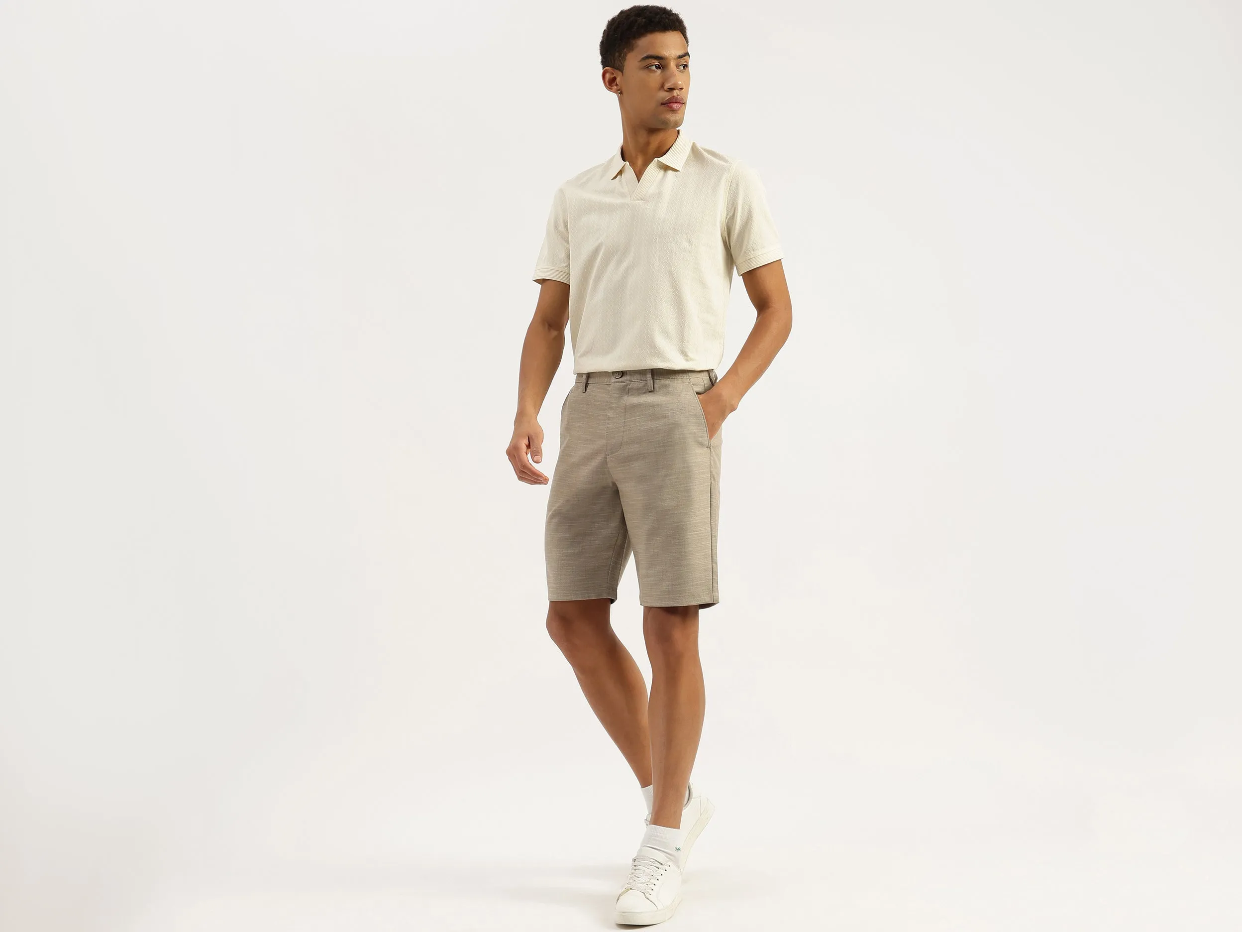 Solid Comfort Fit Chambray Slub Shorts