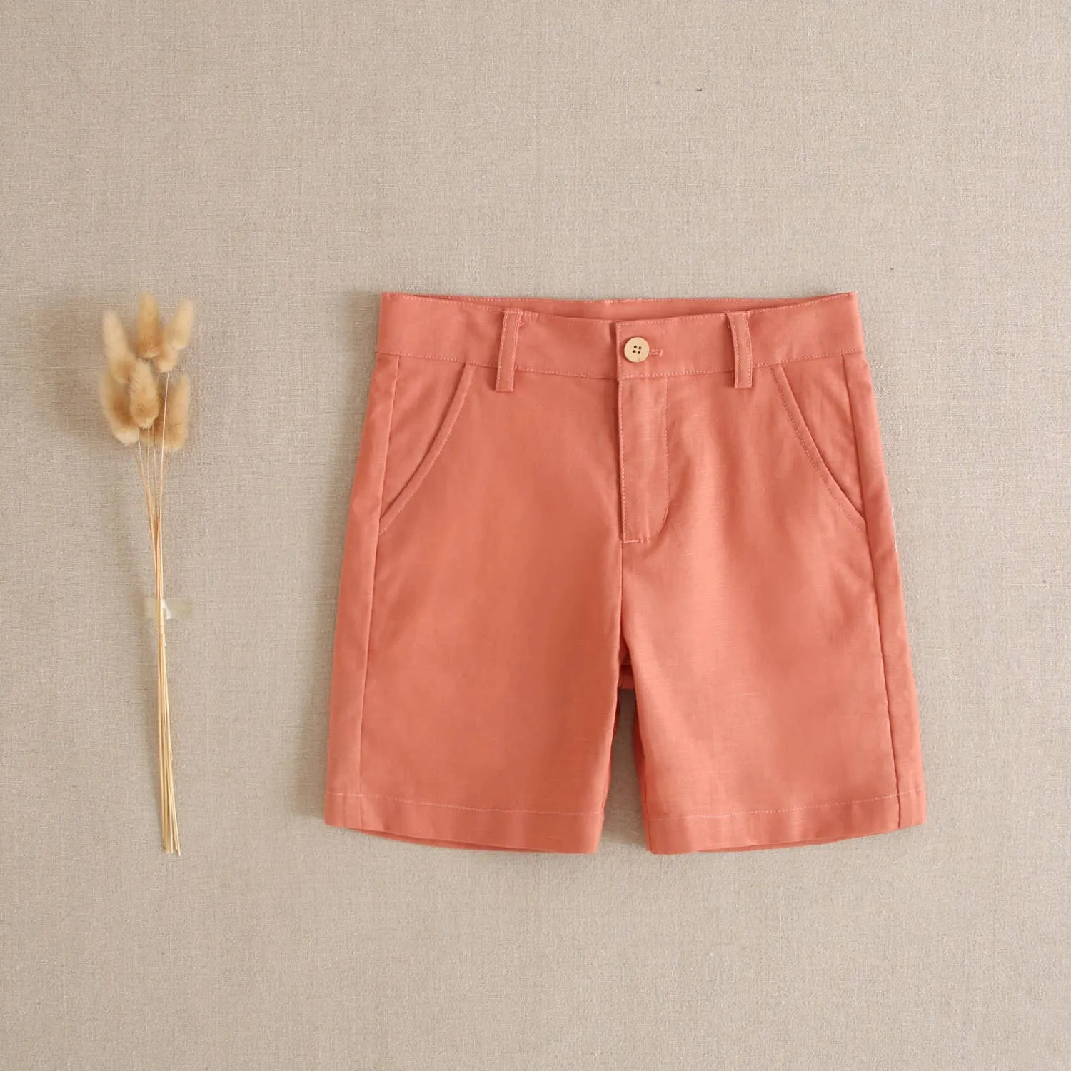 Solid coral children's shorts
