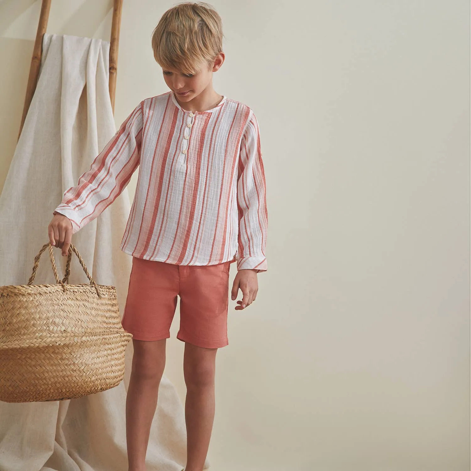 Solid coral children's shorts