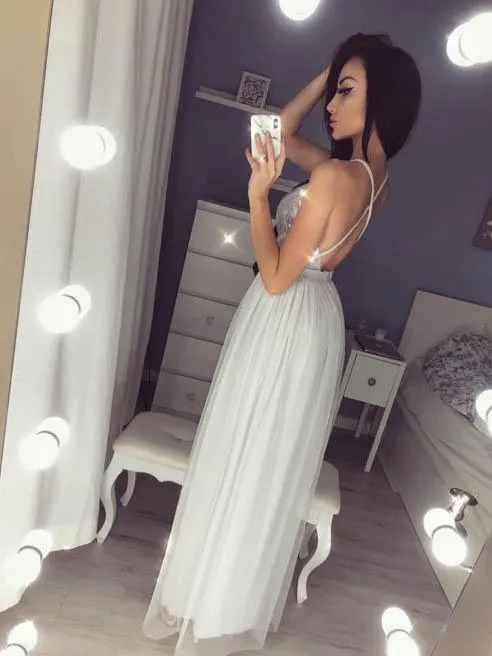 Spaghetti Sequin Prom Dresses, Side Slit Prom Dresses, Cheap Prom Dresses, PD0718