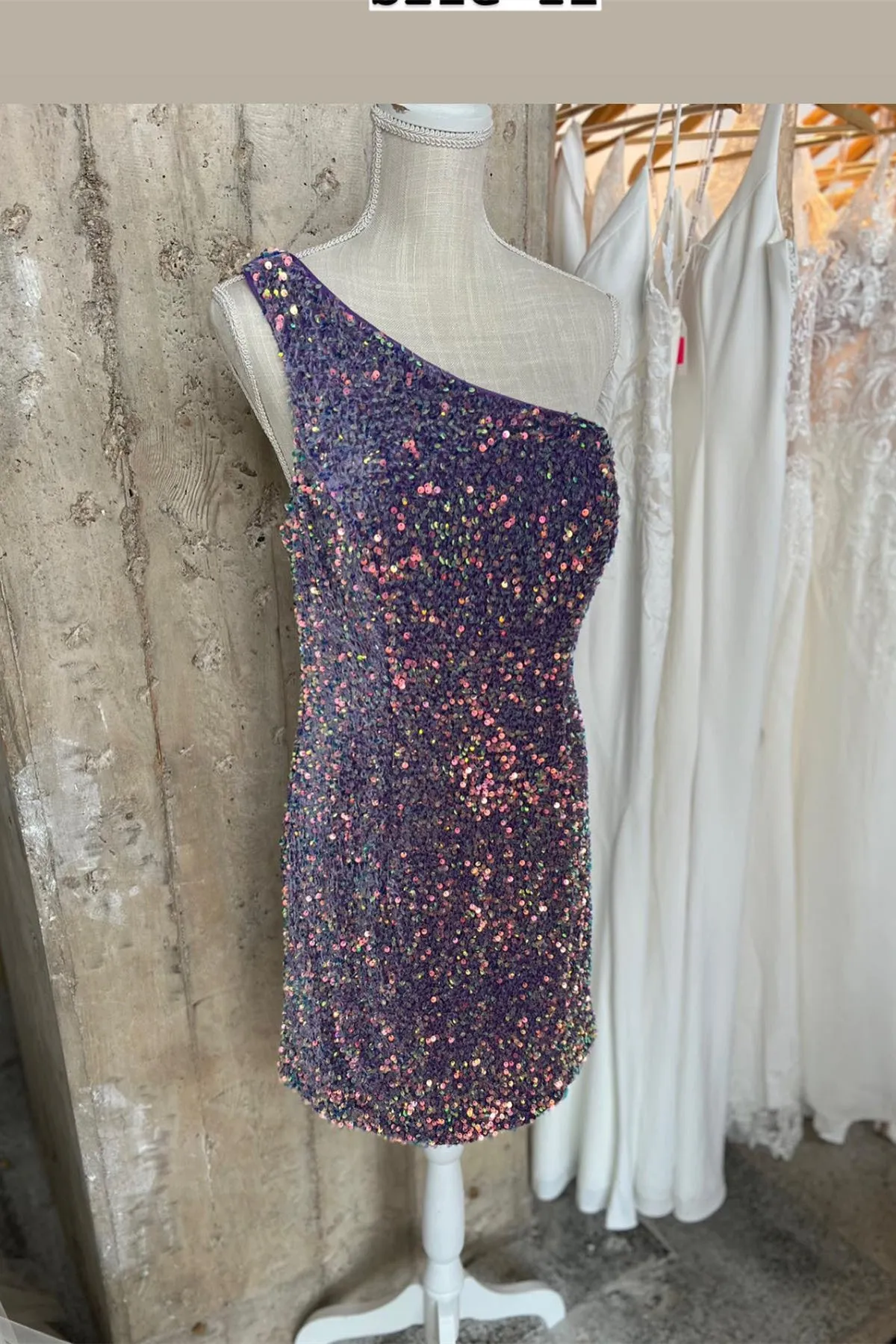 Sparkle One Shoulder Sequin Tight Party Dress