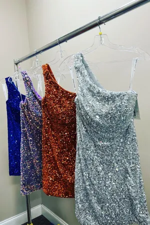 Sparkle One Shoulder Sequin Tight Party Dress
