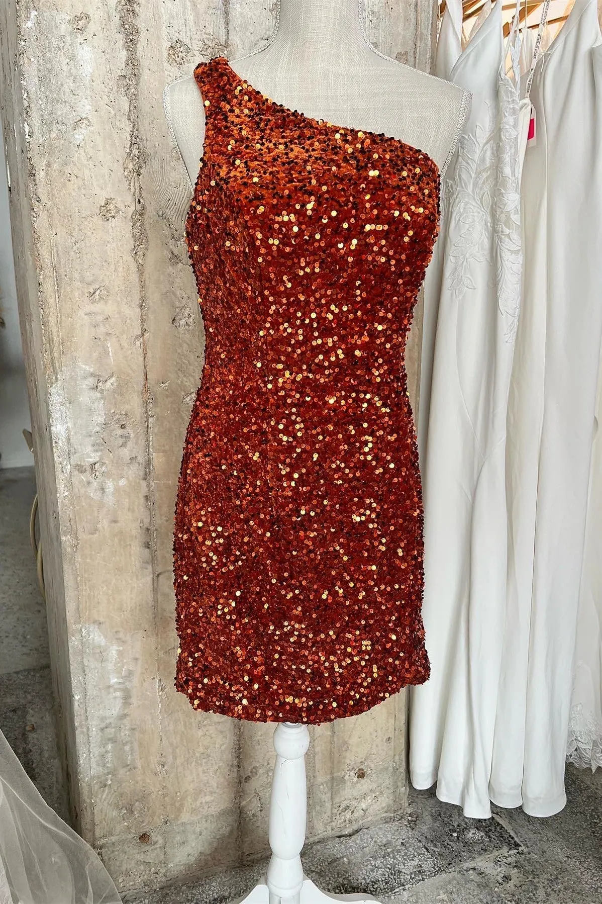 Sparkle One Shoulder Sequin Tight Party Dress
