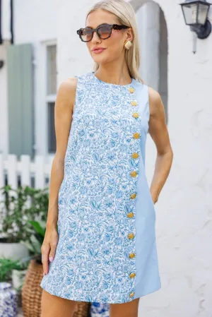 Speak Up Blue Toile Scalloped Dress