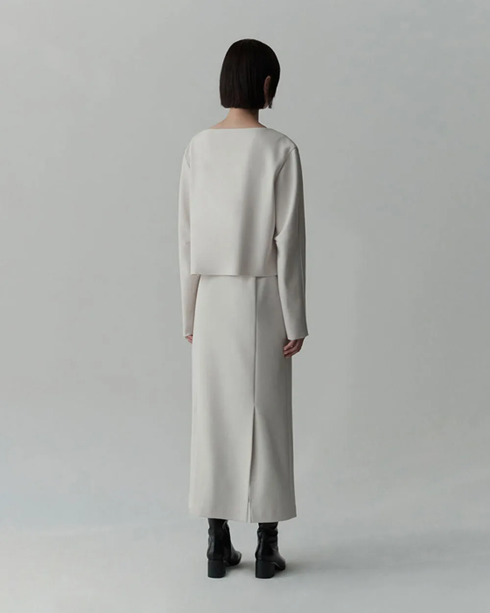 Square Neck Crepe Top - Ivory