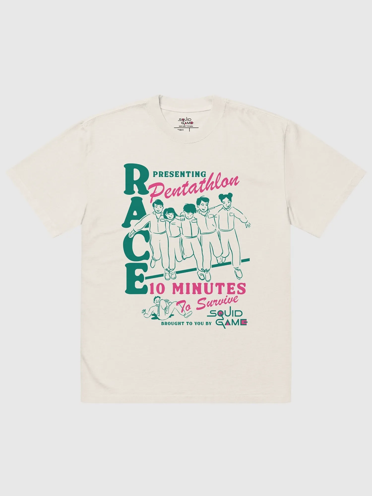 Squid Game Pentathlon Oversized Faded T-Shirt