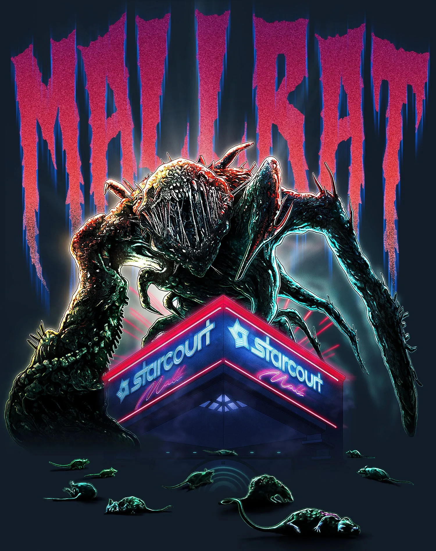 Stranger Things Mind Flayer Mallrat Women's T-Shirt (Black)
