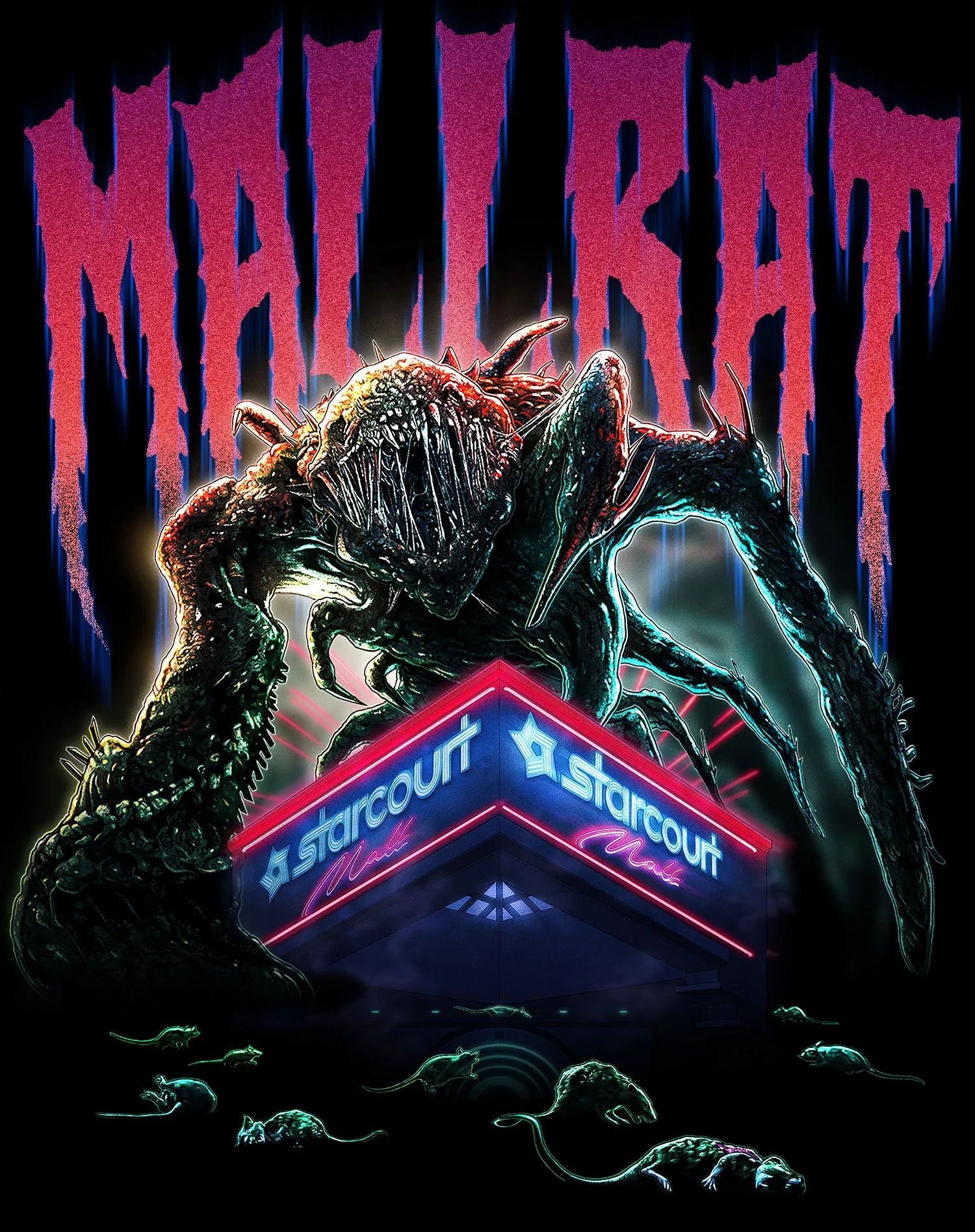 Stranger Things Mind Flayer Mallrat Women's T-Shirt (Black)