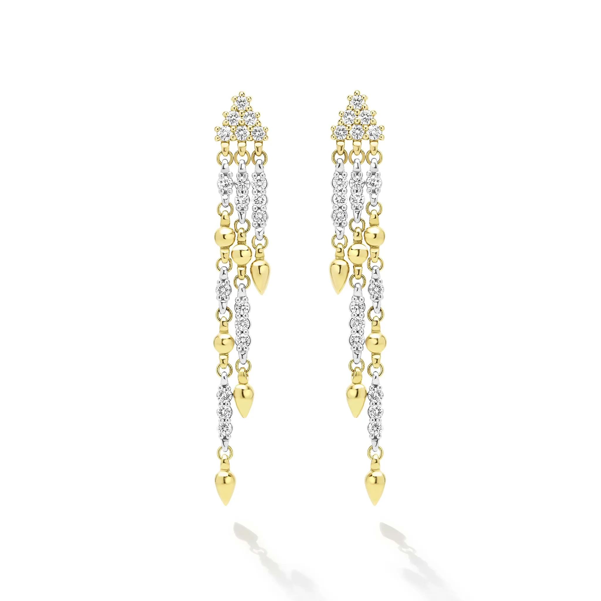 Studio 18K Gold 3-Strand Diamond Drop Earrings