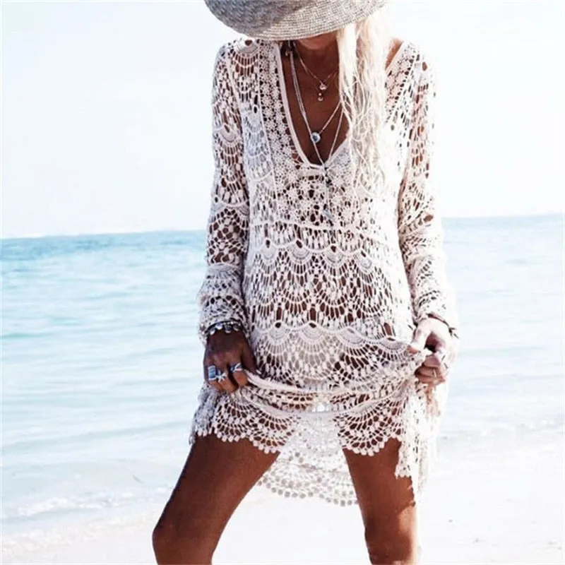 Summer Beach Dress Cover Up Sexy Hollow
