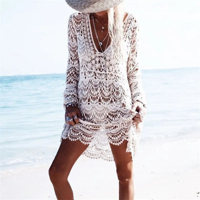 Summer Beach Dress Cover Up Sexy Hollow