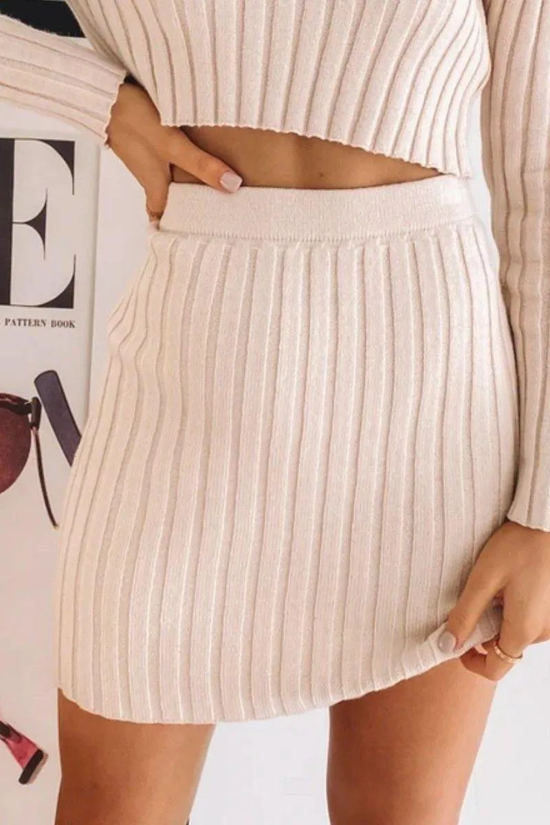 sweater top and short skirt knitted crop set