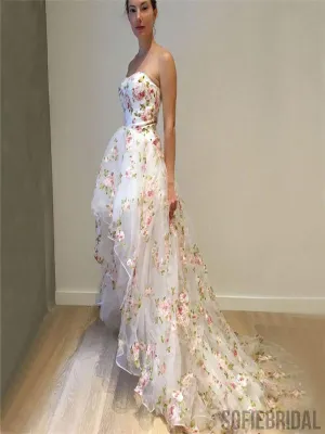 Sweetheart Floral Prom Dresses, Hi-low Prom Dresses, Special Prom Dresses, PD0595