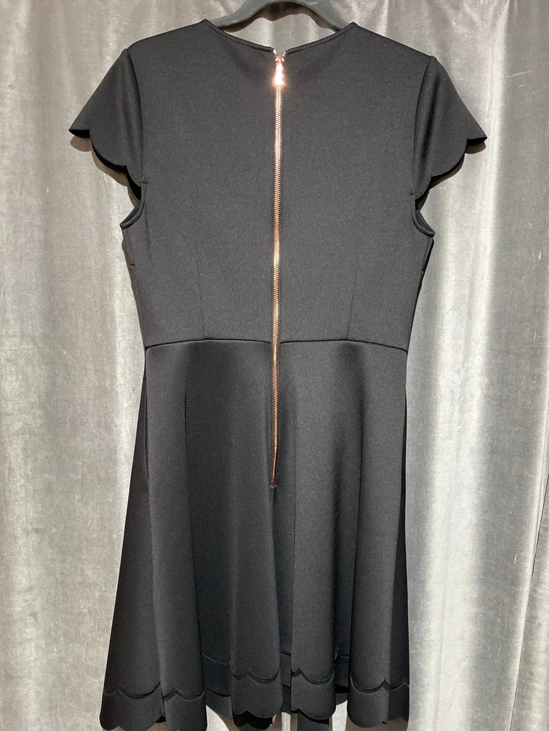 Ted Baker Black Fit and Flair Scalloped Edge Dress