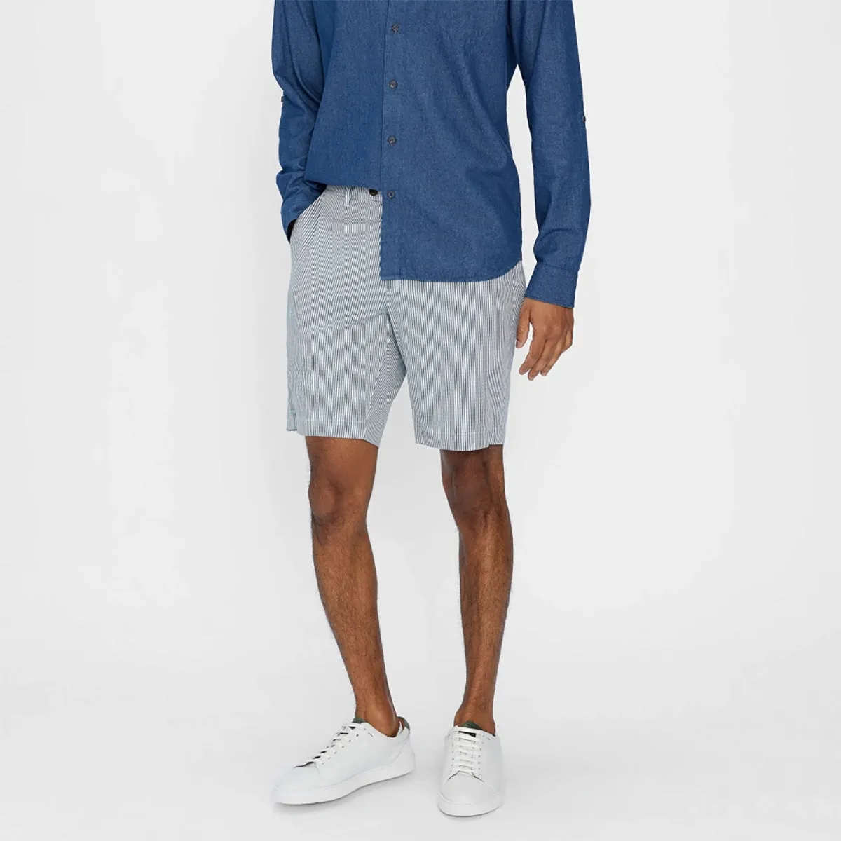 Ted Baker - SERUM Striped Shorts in White & Blue