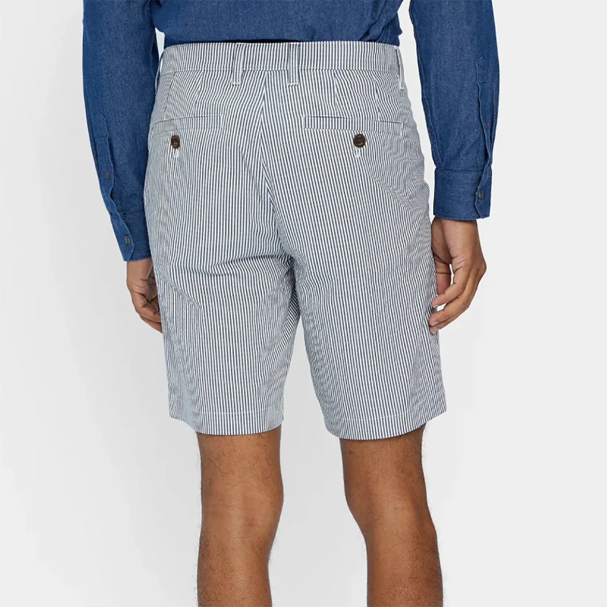 Ted Baker - SERUM Striped Shorts in White & Blue