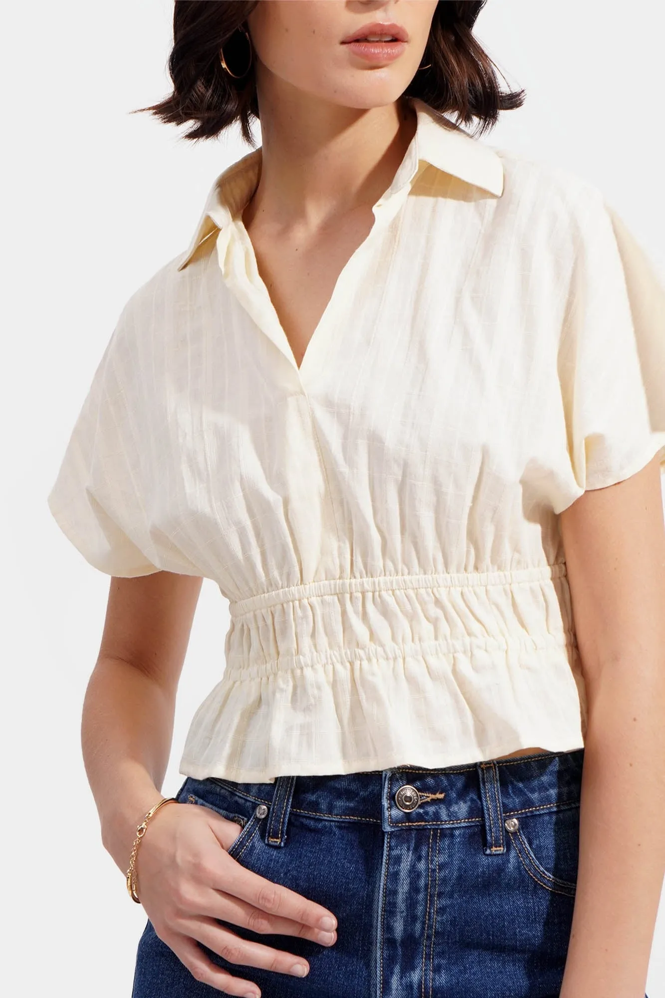 Textured Layered Shoulder Top