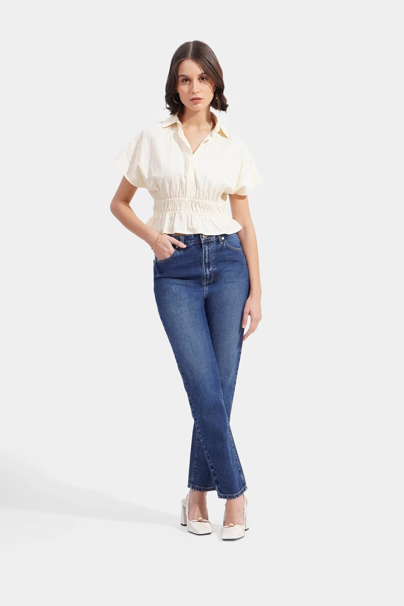 Textured Layered Shoulder Top