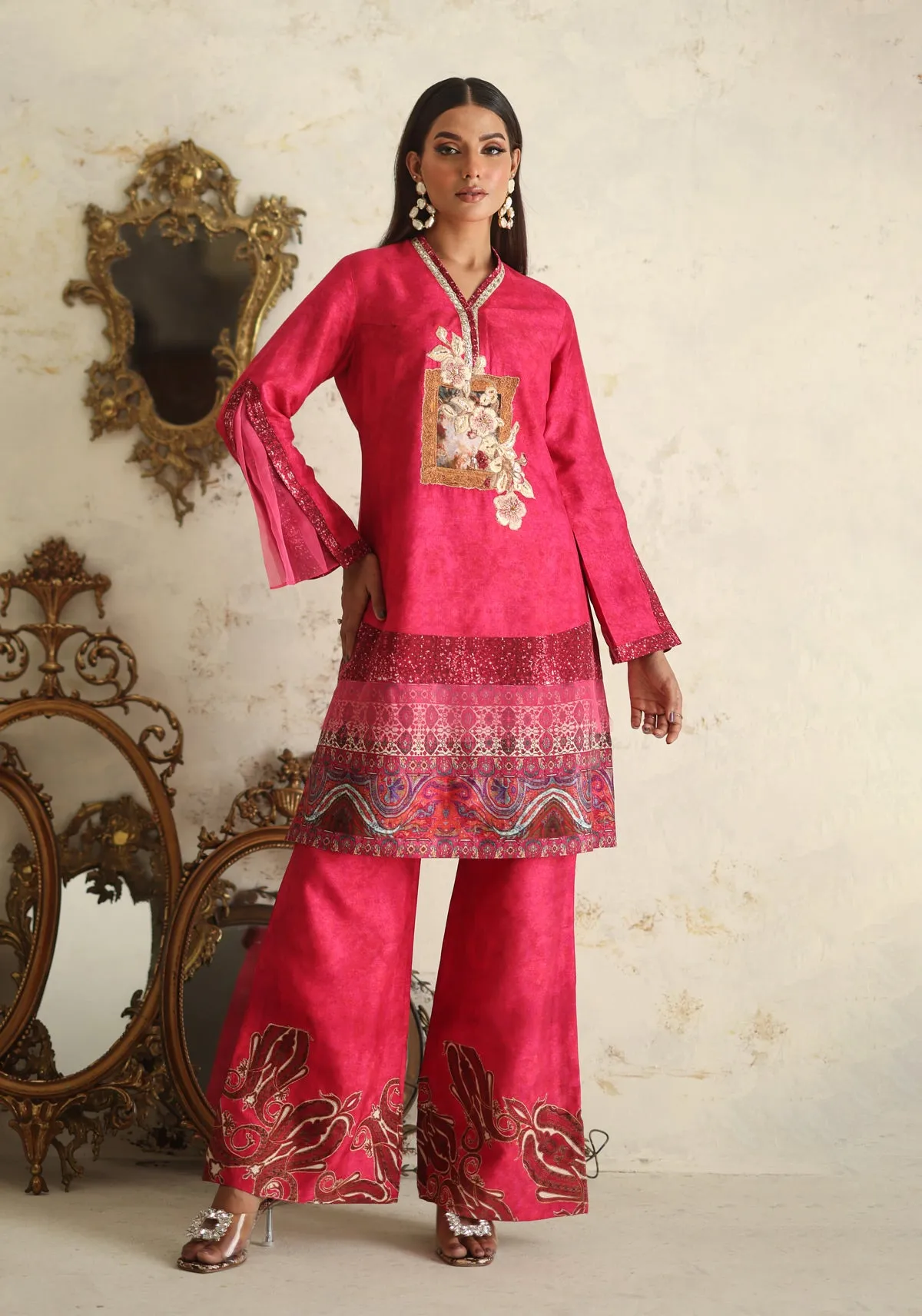 Textured Pink Canvas Casual Pret