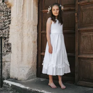 Thea White Flower Girl Dress