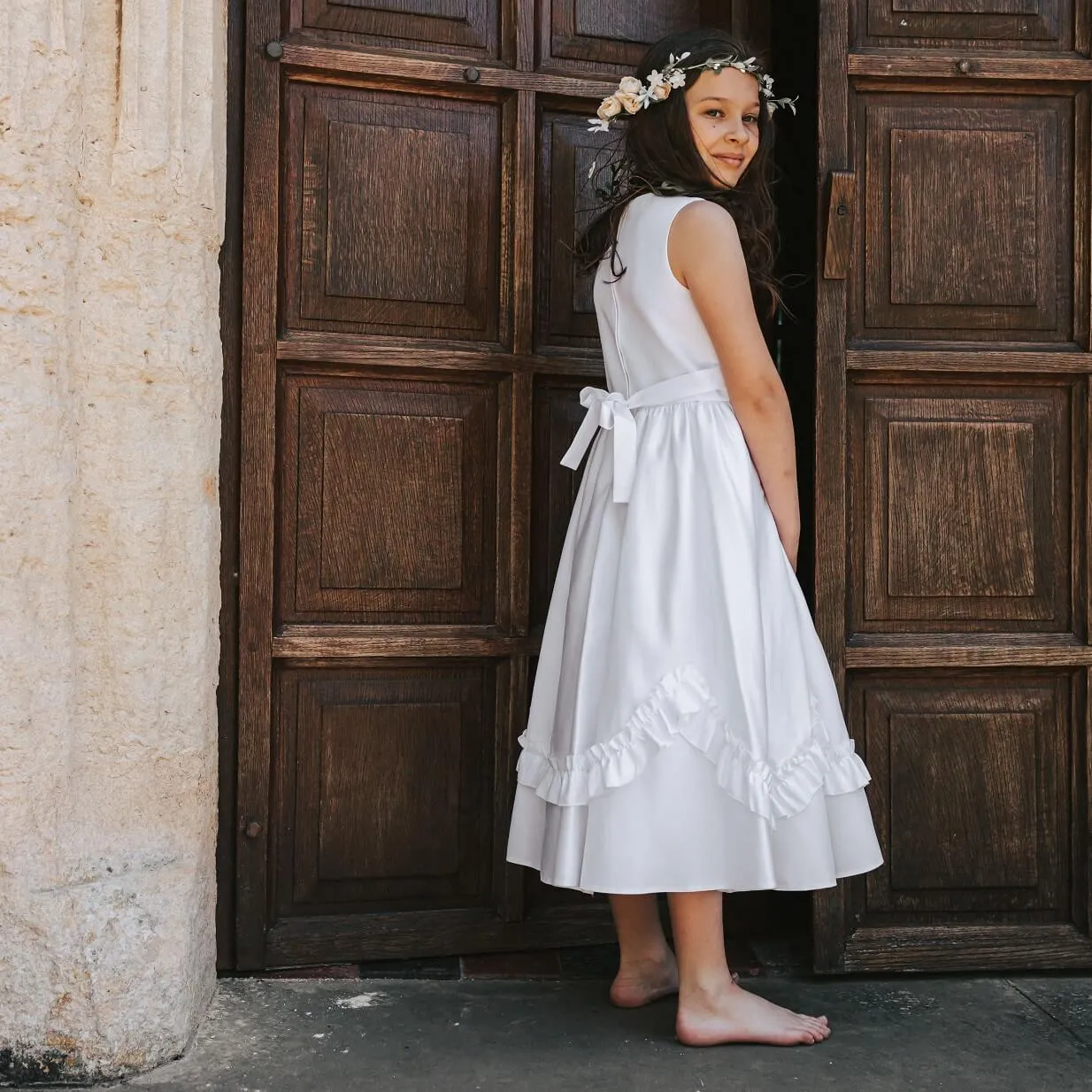 Thea White Flower Girl Dress