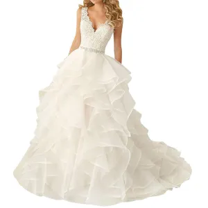 Tulle Wedding Dress High Low Lace Bridal Dresses Corset Plus Size Bride Gowns