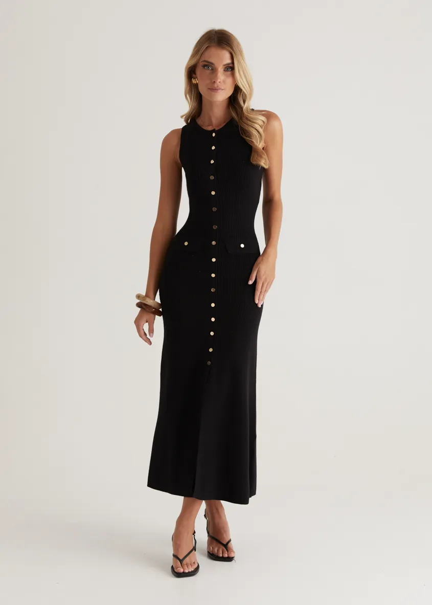 Tully Knit Midi Dress - Black