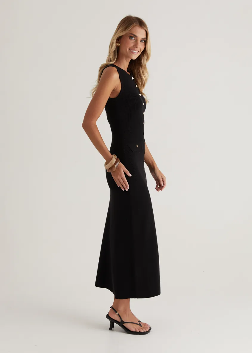Tully Knit Midi Dress - Black