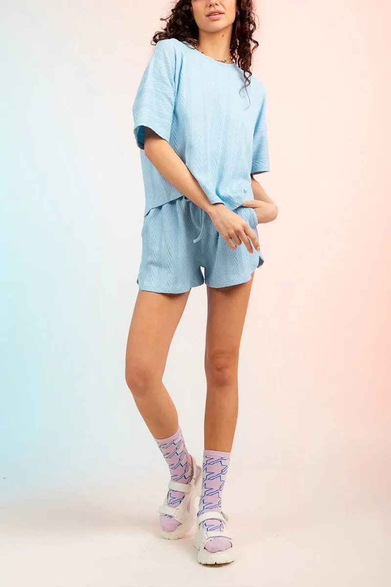 UNF4227 Knitted T-Shirt & Shorts SetTop