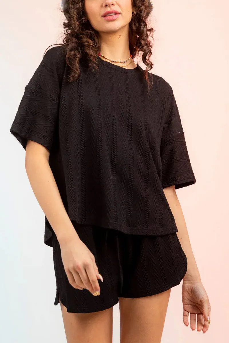 UNF4227 Knitted T-Shirt & Shorts SetTop